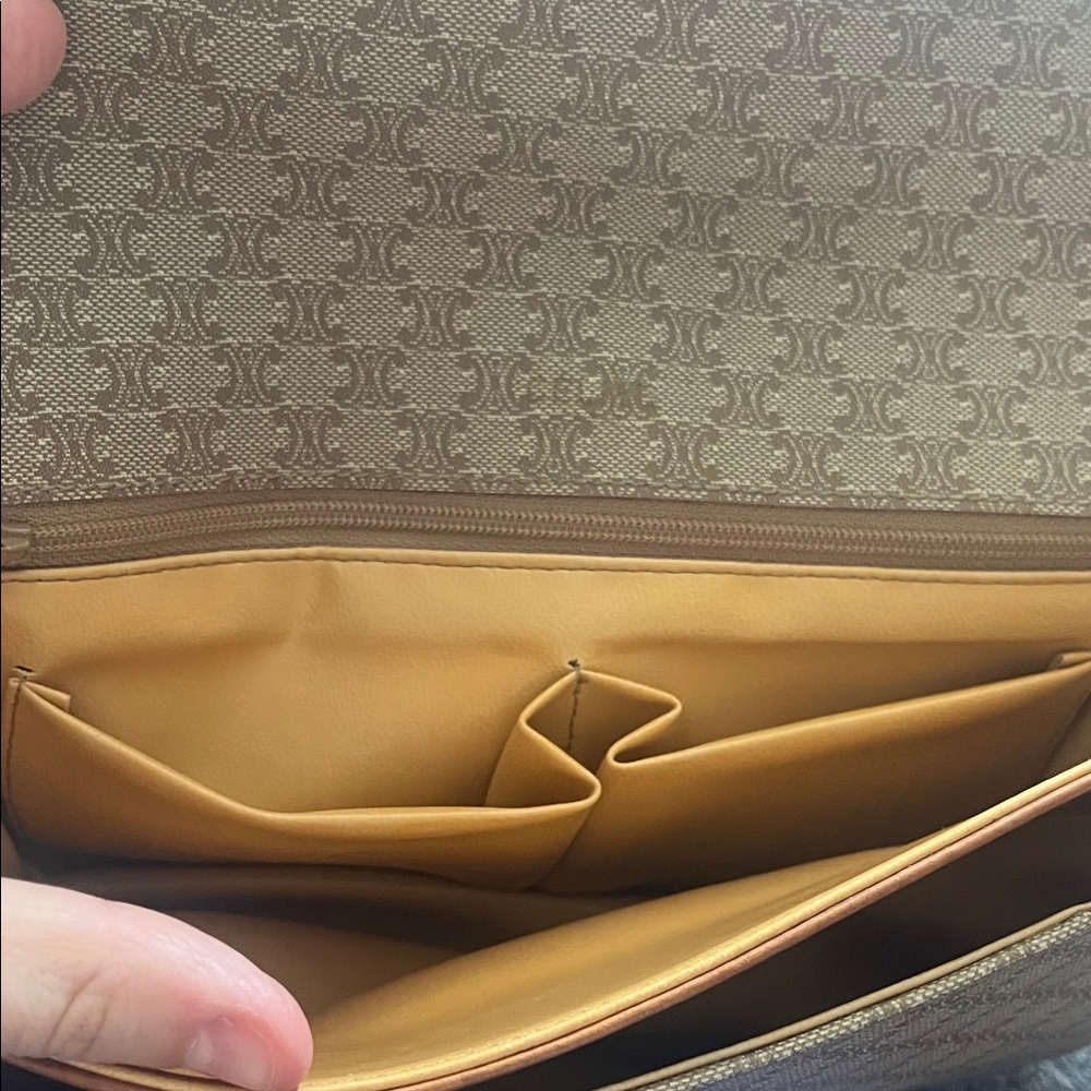 Celine Paris Beige and Caramel Clutch with Pearl Strap - Picture 11 of 11